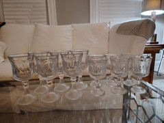 Set CLEAR FOSTORIA WOODLAND 6 Water & 6 Wine Glasses