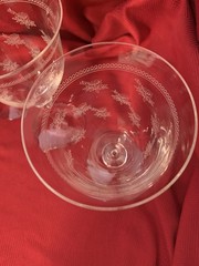 BRYCE 758-7-3/4″ WATER~WINE GOBLETS~GLASSES~FLORAL ETCH~V EXC COND Set 6 RARE
