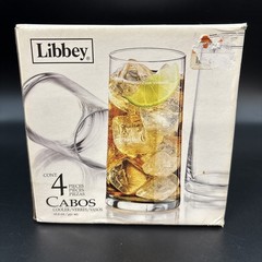 Set Of 4 NOS Libbey Cabos Clear Cooler Glasses 16.6 Oz Weighted Bottom