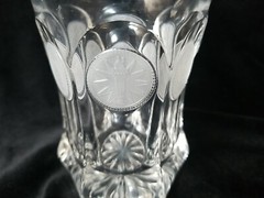 Fostoria Glass Eagle Coin 4.25” TUMBLER Coin Medallions 1887