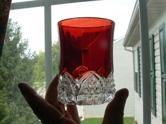 Button Arches Ruby Stained Tumbler EAPG George Duncan & Sons #39 circa 1897