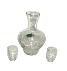 Glass Carafe LAUSITZER GERMANY with Pips – cups – Pretty Etched Pattern