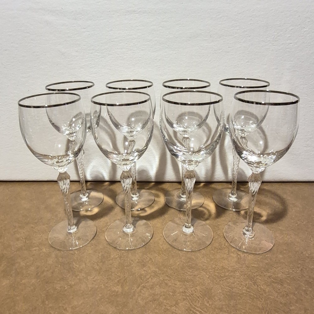 8 Lenox MADISON Platinum Trim Elegant Crystal 8.5″ Water/Wine Glasses Goblets