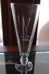 Libbey Pilsner Glass Golf Ball Stem Golfing Scene 20 oz 9 1/2 inch Set of 2