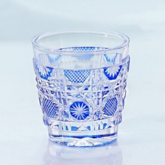 Edo Kiriko Glass Hand Cut Colored Shot Glasses Set For Small Sake Cup 1.5oz