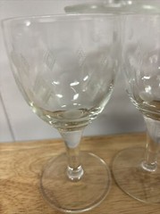 Standard Glass Co Criss Cross & Punties Etched Tall Cordial Sherry Glasses 5
