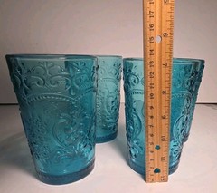 Set Of 4 Pioneer Woman Amelia Glasses/Tumblers Retired Beautiful Teal Color