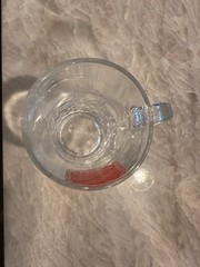 Pennsylvania Renaissance Faire Glass Beer Mug with Handle, Clear w/ Red Logo