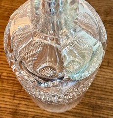 ABP Cut Crystal Whiskey Bottle-Strawberry, Diamond, Fan with Sterling Stopper