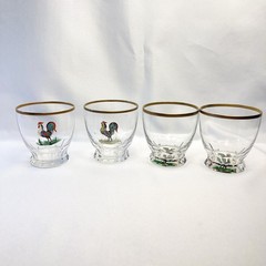 Hand-Painted Vintage Rooster 4 & 6 oz. Glassware Lot of 6 Tumblers