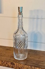 ABP Cut Crystal Whiskey Bottle-Strawberry, Diamond, Fan with Sterling Stopper