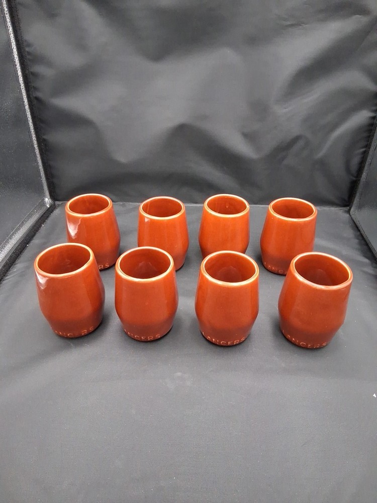 Set of 8: Vintage Lancers Terra Cotta Wine Cups, Brown Glaze, 1970s, Ceramic Mug