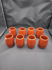 Set of 8: Vintage Lancers Terra Cotta Wine Cups, Brown Glaze, 1970s, Ceramic Mug