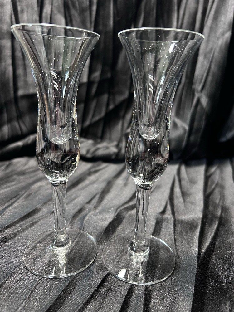 Clear Glass Cordial Glasses Two-Piece Set Tapered Glossy Finish