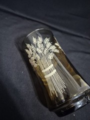 BROWN FALL AUTUMN LIBBEY FRAMCO WHEAT SHEAF PATTERN GLASSES VINTAGE LOT OF 6