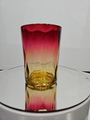 Tumbler Glass Diamond optic amberina Ruby Amber New England / Mt Washington #3