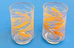 2 Vintage Libbey 6 oz Juice Drink Glasses 1973 WHEAT Golden Harvest 3 3/4”