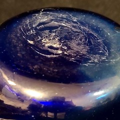 Set Of 2 Hand Blown Optic Swirl Cobalt Blue Glass Tumblers With Pontil Mark 5″