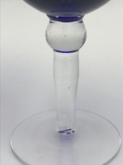 Pair Cobalt Blue Clear Stem with Ball Wine Glass 7 “ 10 Oz