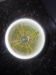 Vintage Fenton Uranium Topaz opalescent Wine Goblet, Daisy&Button, Rare! Glows