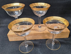 4 Tiffin Franciscan Minton Gold Encrusted Champagne Coupe Sherbet Glasses