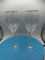 2 pc Mikasa Crystal Flame D’Amore 9″ Water Goblets Vintage