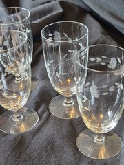 4 Princess House Heritage 6″ Stem Iced Tea/Water Glass Goblet