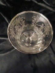 vintage Heisey Minuet Pattern etched stemware glasses w/ silver rim Set Of 3 8″