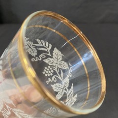 Set of 5 Vintage Bartlett Collins Gold Rim Tumblers W/ Frosted Grape Design