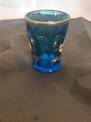 Vintage Northwood EAPG Oriental Poppy Blue Glass Tumbler