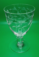 Heisey Glass Lariat Water Goblet with Moonglo Cutting