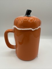 Rae Dunn “SPOOKY” Mug Halloween Coffee Cup Ceramic with Lid 7” Tall **NWOT**