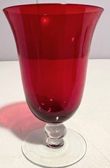 Vintage Noble Excellence City Lights Red Hand Blown Water Goblets 7” X 4” In Box