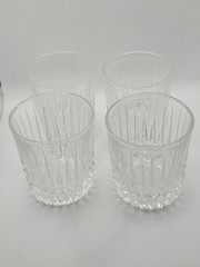 SET OF 4 VTG Fostoria CRYSTAL Double Old Fashioned Glasses Chrysler advertising