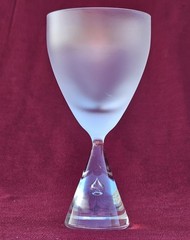 Vintage MURANO Frosted & Clear Wine Glass Hourglass Design w TEARDROP BUBBLE #2