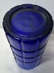 Anchor Hocking Tartan Plaid Cobalt Blue 5 3/8 in Tumblers NOT ICED TEA SIZE RARE
