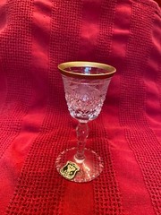 Set of 6 Marquis Clear Cut Crystal Cordial with Gold Trim by Ebling and Reuss
