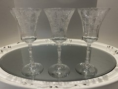 Cambridge Rose Point 8 3/8″ Water Goblet #3500 Set Of 3 Excellent