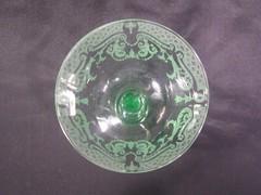 Cambridge Apple Green Stem 3060 Etch 520 Champange Tall Sherbet Glasses Set of 3