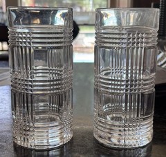 Ralph Lauren Cut Glass Highball Glasses Clear Straight Glossy Two-Piece Set