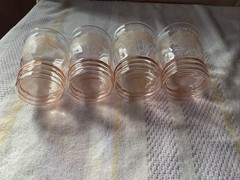 Antique 4 Pink Depression Dogwood Tumbler 4”Tall 3” W. Excellent