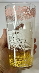 VTG Hazel Atlas Glass Tumbler “Americana” “To Far-Away Places» Nostalgia Theme
