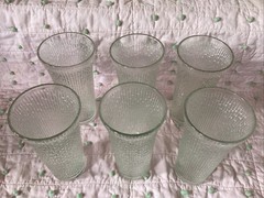 Vintage MCM Jeannette Finlandia Tree Bark Icicle Flared Glass Tumblers Set of 6