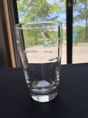 Mid Century Modern Libbey Glass Clear Windswept 5 1/4″ Flat Tumbler 14 Ounce EUC