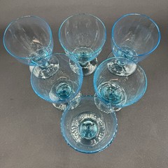 6 VTG Bryce Aqua Cerulean Blue Juice Glasses Mid Century Goblets Cocktail