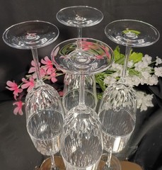 4 Wedgwood PETALS Cut Crystal Wine/Water Glasses by Martha Stewart Set