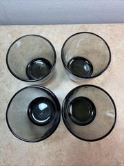 Libbey Classic Smoke Gray 4″ Modern Double Old Fashioned Rocks Glasses Set of 4