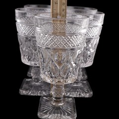 Imperial Glass Cape Cod 1602 Goblets Set of 5 Clear Pressed Glass Water Wine USA