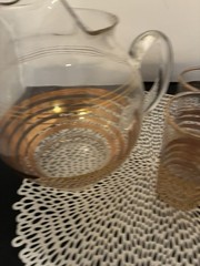 Libbey Glass Co. Gold Bands 5 Piece Pitcher Set W/ 2 Qt Pitcher