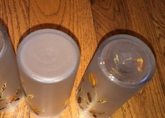 Set of 5 Hall Jewel Tea Autumn Leaf Libbey 5.5” Frosted Glass 12 OZ Tumblers